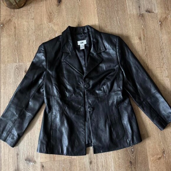 BP Women's Black Genuine Lamb Skin Leather Jacket Size L - Picture 1 of 4